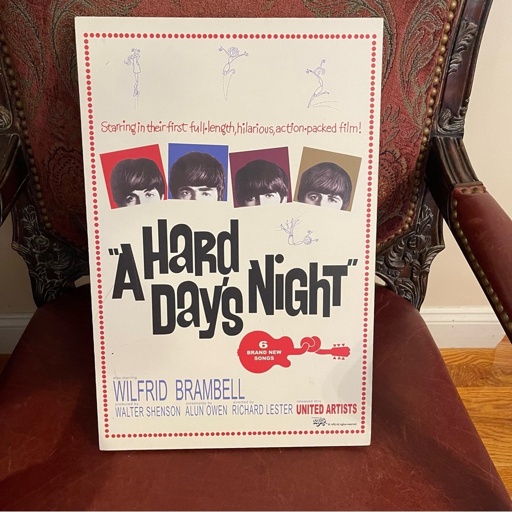 Beetles Hard Days Night Wall Hanging 12 x18